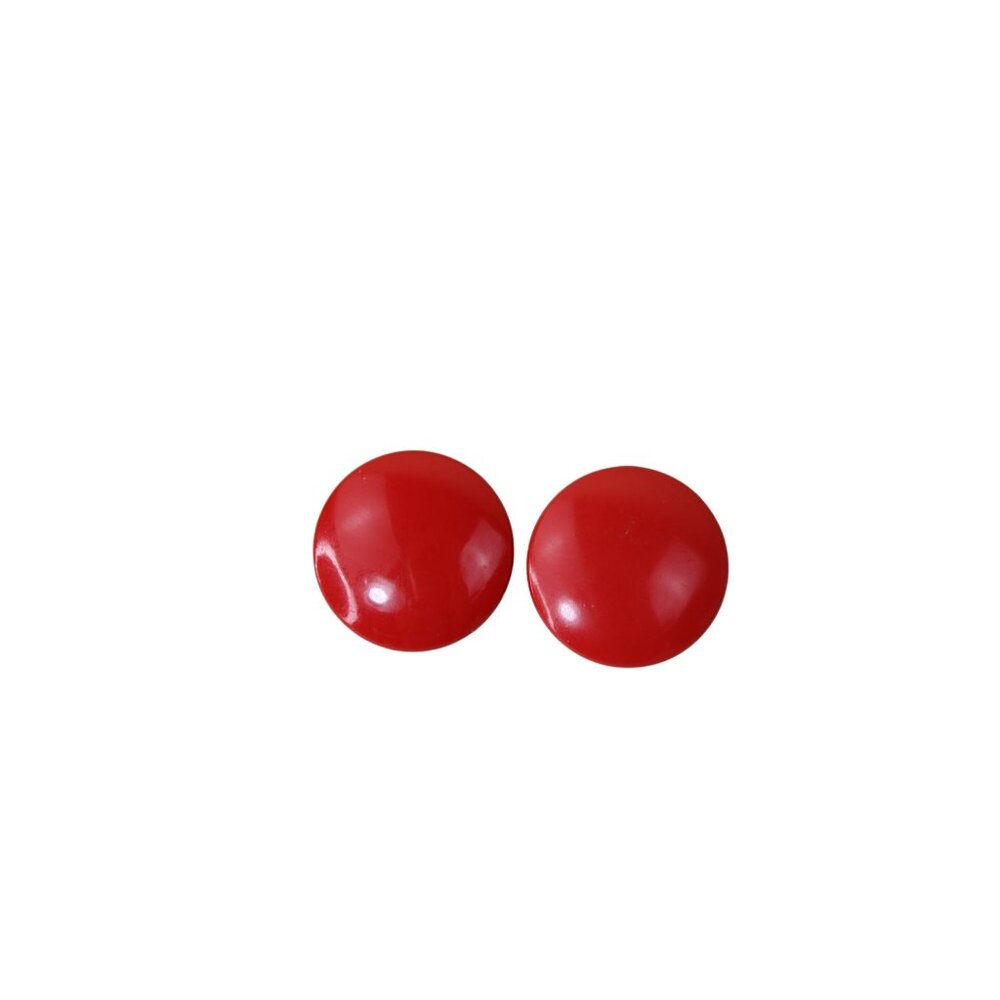 Red Disk Pierced Earrings Disc Vintage 91684